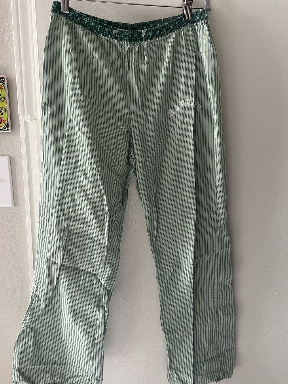 Vintage Harvard Green Stripe Pajama Pants